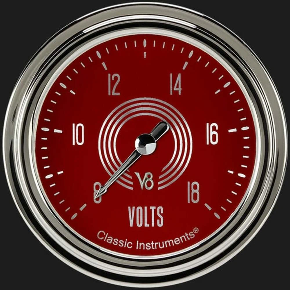 V8 Red Steelie 2 5_8_ Voltage Gauge V8RS330SLC